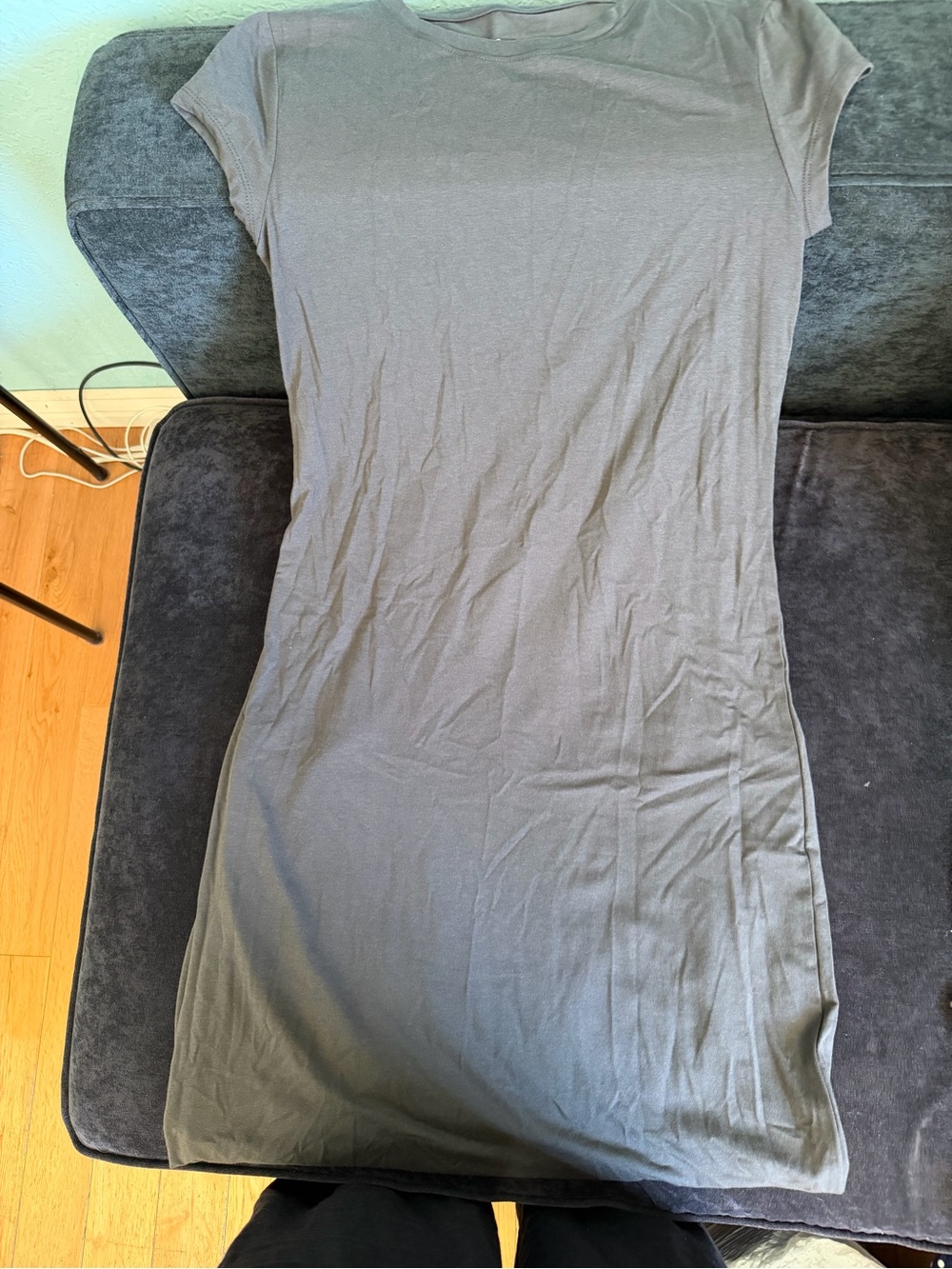 Classic Short-Sleeve Bodycon long Dress in Dusty Gray